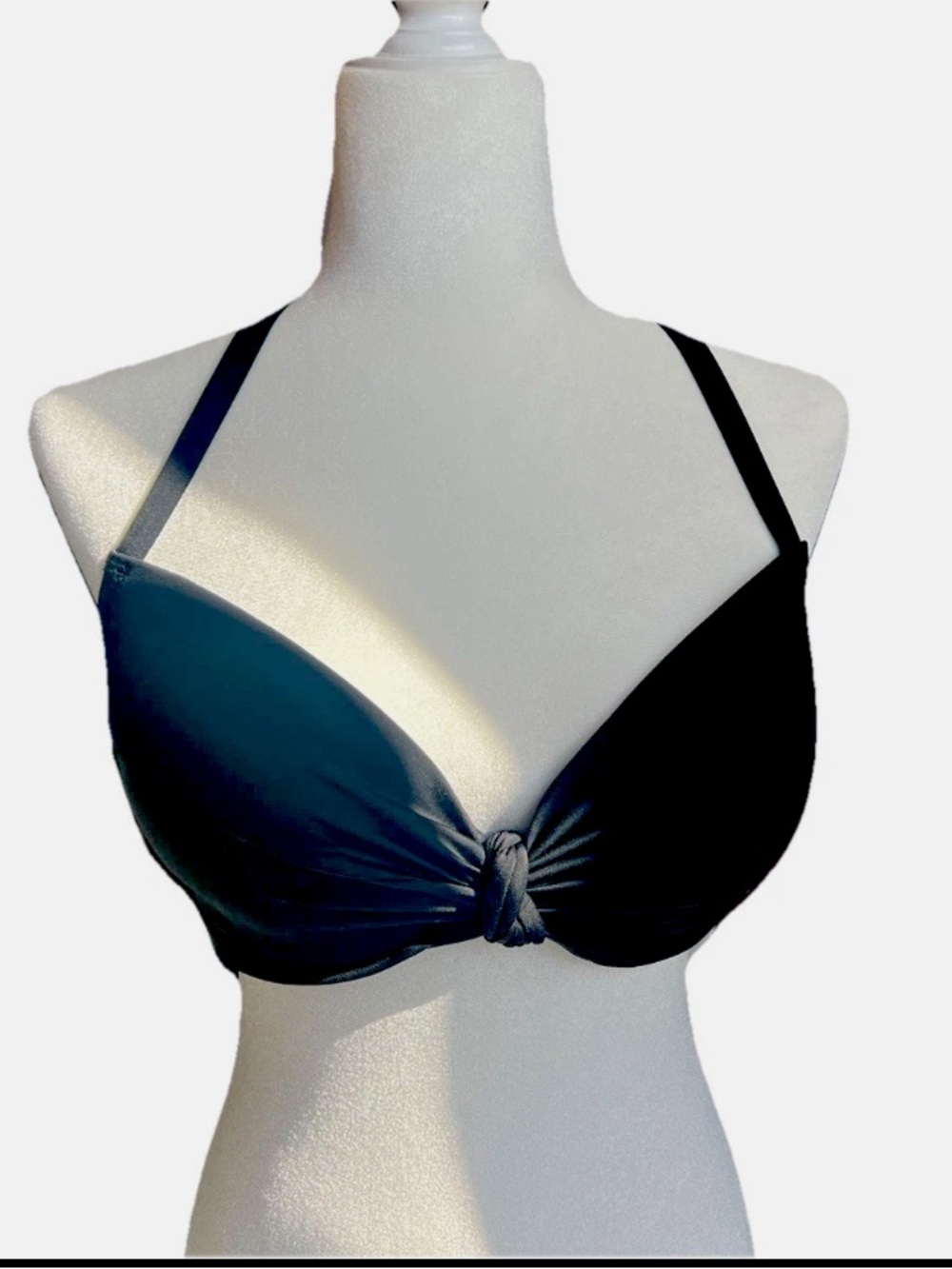 Shade & Shore Black Bandeau Bikini Top with Halter Tie Size 36DD